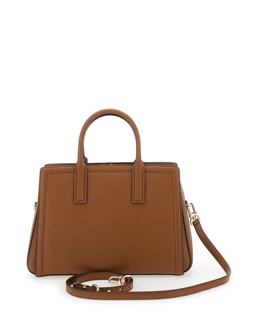 MICHAEL Michael Kors Brown 'Laila Medium' Handbag With Metallic Pendan