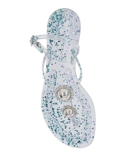 Casadei White Sandal With Crystal Decoration