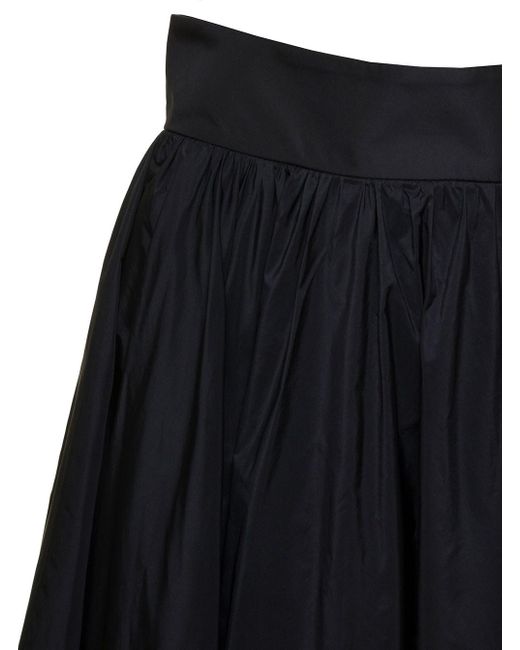 Plain Black Maxi Pleated Skirt With Zip Fastening