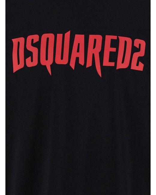 DSquared² Black Crewneck T-Shirt Witrh Screaming Maple for men