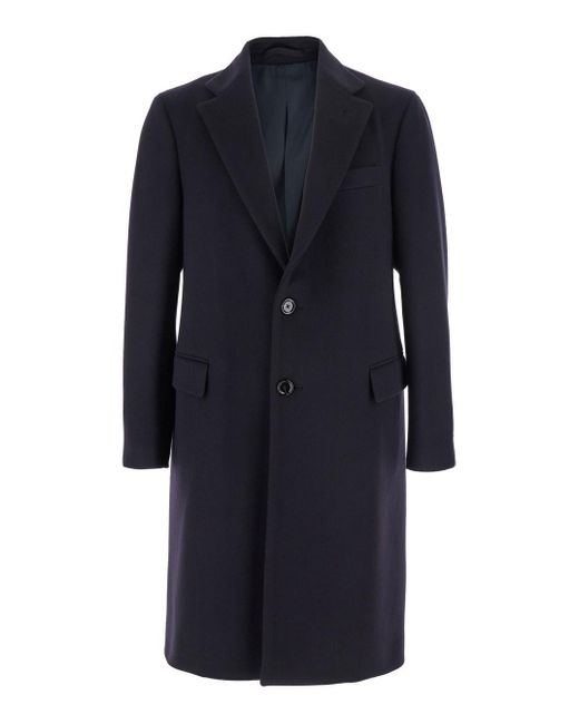 Lardini Blue Single-Breasted Coat With Classic Lapels for men