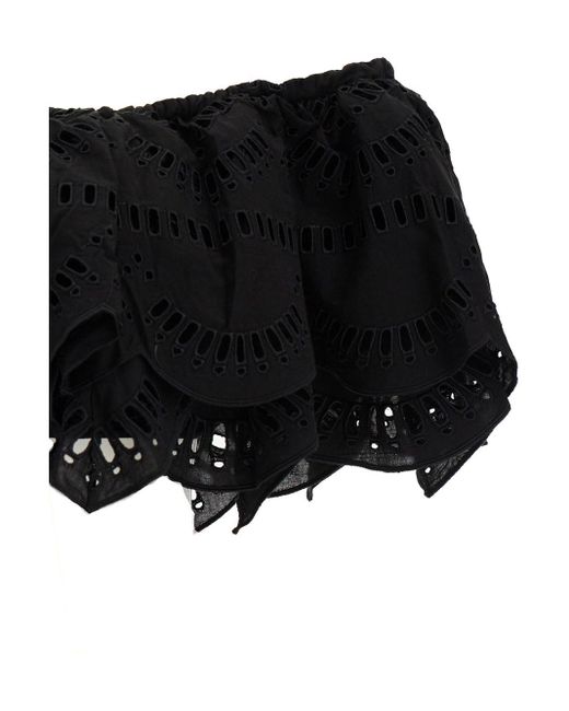Charo Ruiz 'collyk' Black Off-the-shoulders Top In Cotton Lace Woman