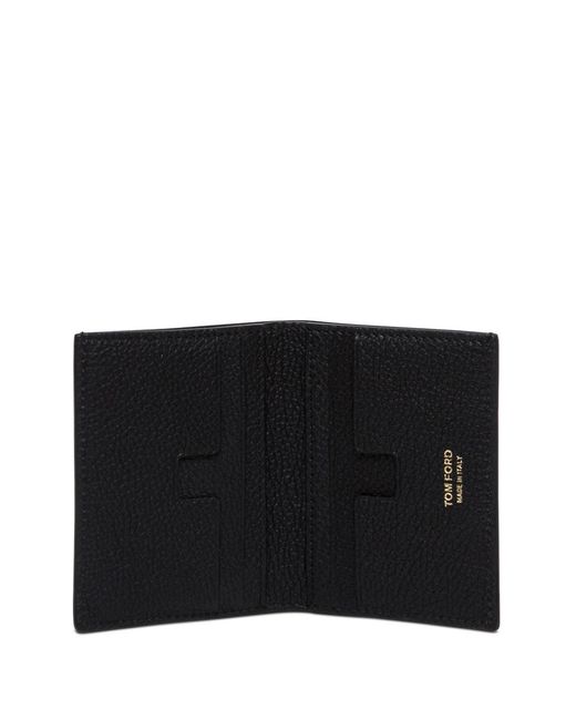 Tom Ford Black Card Holder With Embossed Logo Lettering On The Front for men