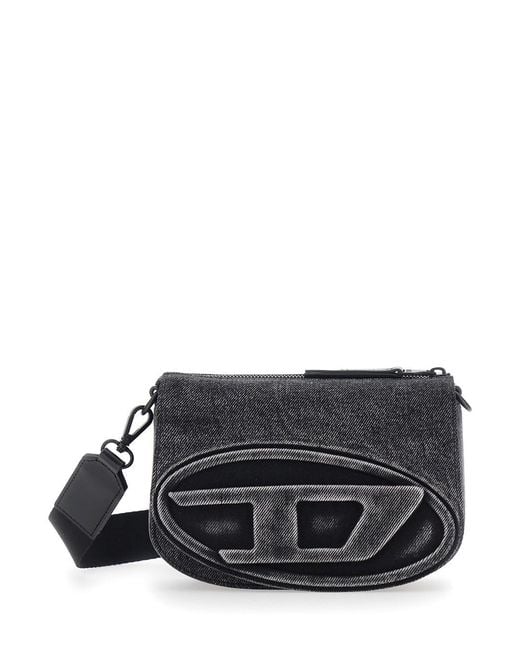 DIESEL Black '1Dr' Crossbody Bag With Oval D Logo On The Front And Adjustable And Removable Shoulder Strap for men