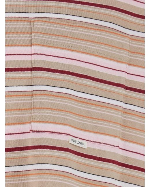 sunflower Natural Long Sleeve T-Shirt With All-Over Stripe Motif for men