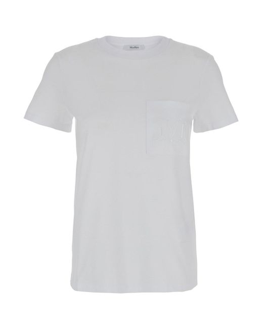T-Shirt Con Taschino Con Logo di Max Mara in White