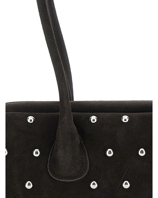 OSOI Black 'Boat Wide Mini' Shoulder Bag With Round Handles And Beaded