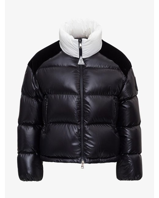 Moncler Chouelle Logo Lacque Down Puffer Coat in Black | Lyst UK
