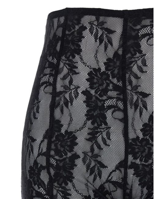 Pantalone 'Fishtai' Svasato Con Gamba Larga E Ricamo Flor di Norma Kamali in Black