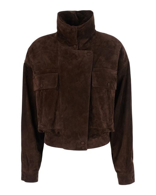 Saint Laurent Brown Blouson Boxy Croute Vintage Crosta
