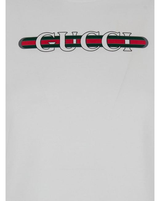 Gucci White T-Shirt With Logo Print