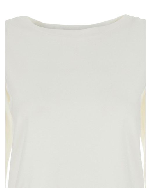 Plain White T-Shirt With Round Neck And Three-Quarter Sleeves