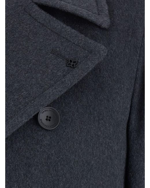 Tagliatore Blue Coat With Notched Revers And Button Front Closure for men