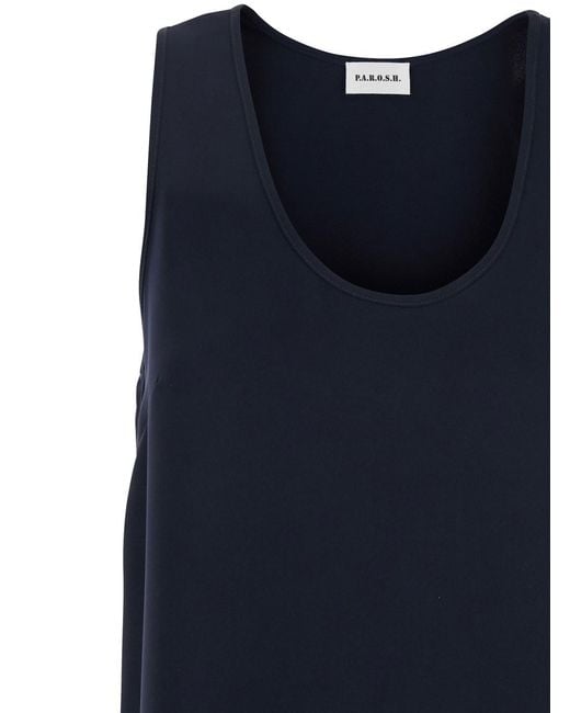 P.A.R.O.S.H. Blue P.A.R.O..H. Sleeveless Top With Round Neck