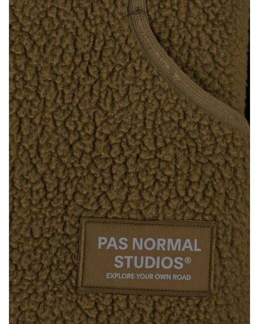 Pas Normal Studios Green Off-Race Pile Fleece Jacket With High Collar And Lo for men
