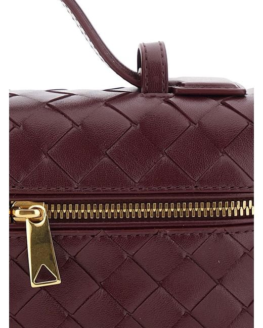 Bottega Veneta Purple 'Bang Bang' Bordeaux Crossbody Bag With Adjustable And Removable Strap And Intreccio Motif