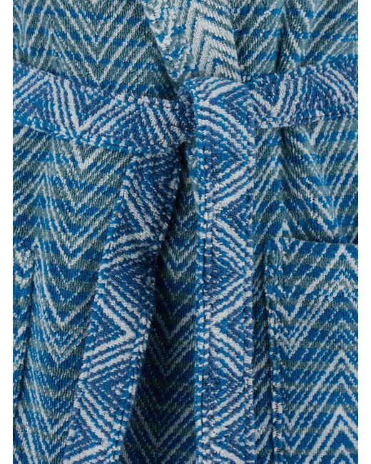 Missoni Blue 'Stone' Bathrobe With Hood And All-Over Zigzag Motif
