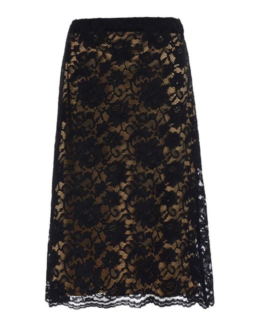 Le Plain Black Lace A Line Skirt Characterized By An Elegant And Linear Desig