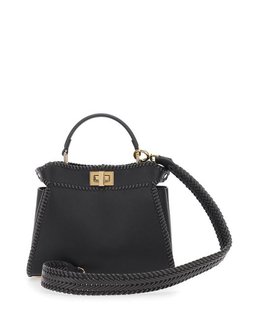 Fendi Black 'Mini Peekaboo' Handbag With Twist Lock
