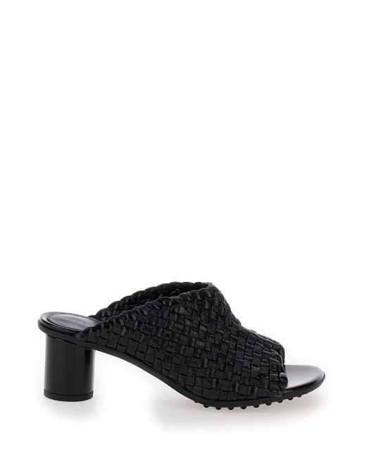 Bottega Veneta Black 'Atomic' Mule Sandals With Intrecciato Motif