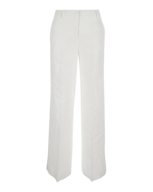 Plain White Trousers With Wide Leg