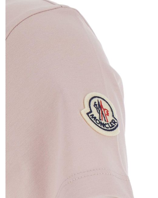 Moncler Pink Logo Crew Neck T-Shirt