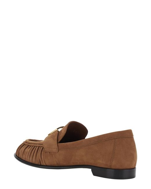 Fendi Brown Loafers With Ff Plaque On The Front