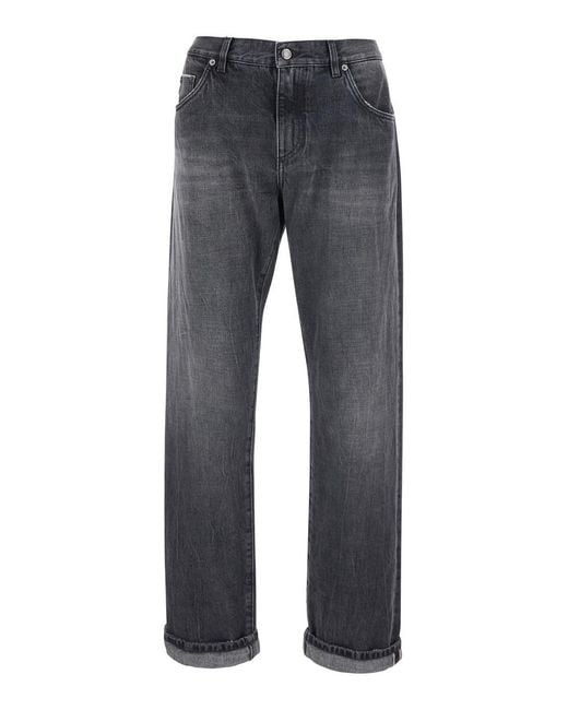 Dolce & Gabbana Gray Dolce & Gabbana Jeans With Logo Patch On The Pocket And Faded Effect for men