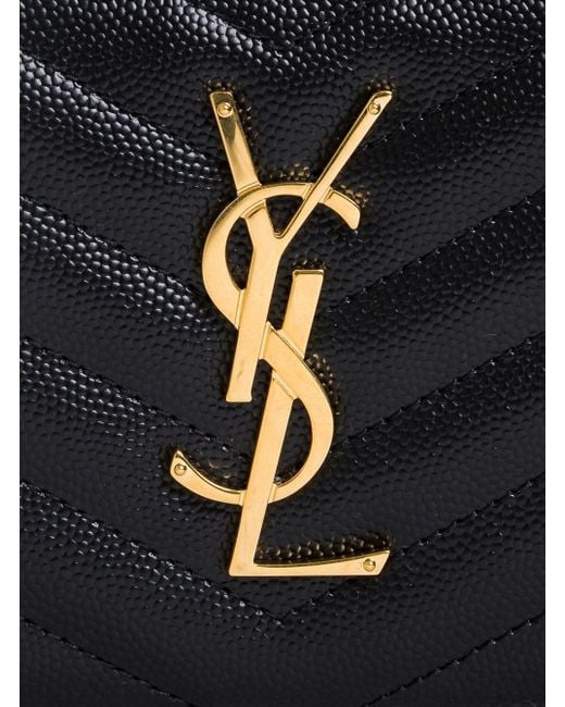 Saint Laurent Black Leather Monogram Wallet