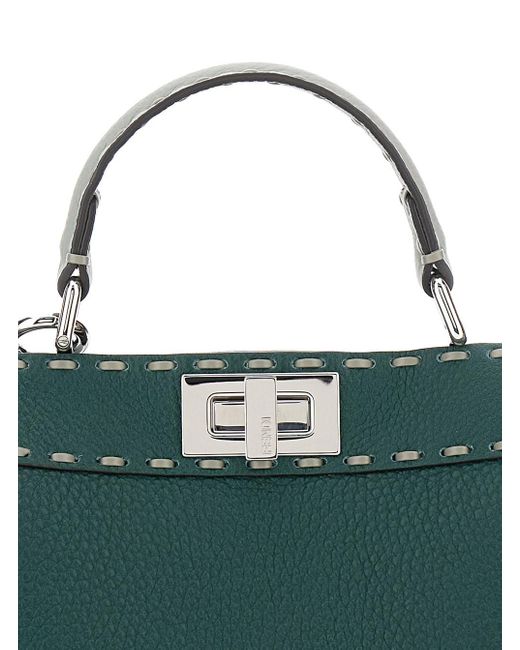 Fendi Green 'Peekaboo Iseeu Small' Handbag With Shoulder Strap