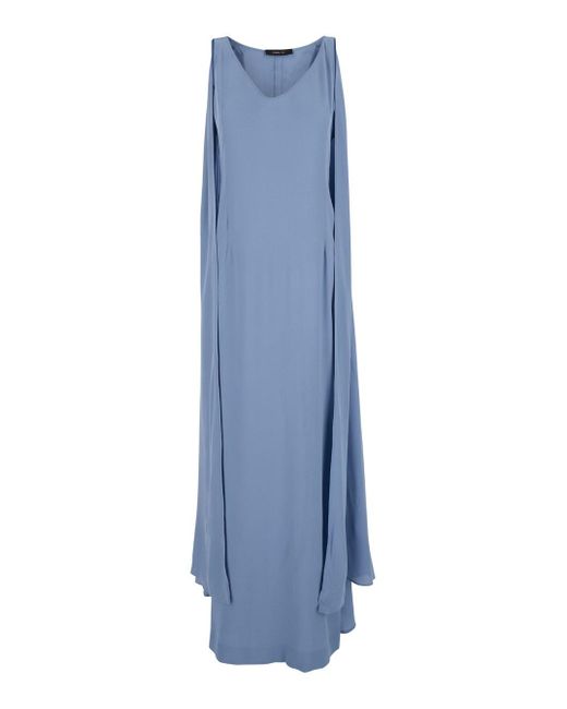 FEDERICA TOSI Blue Light Maxi Dress With Cape
