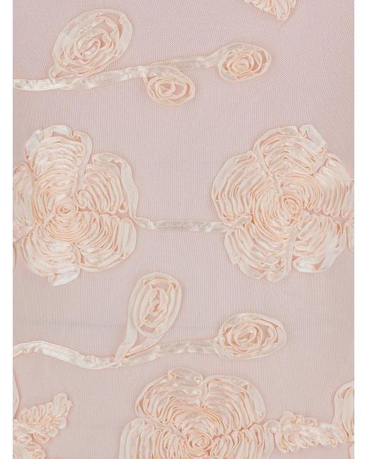 Abito Lungo Smanicato Con Ricano Floreale All-Over E Singolo Sp di ROTATE BIRGER CHRISTENSEN in White