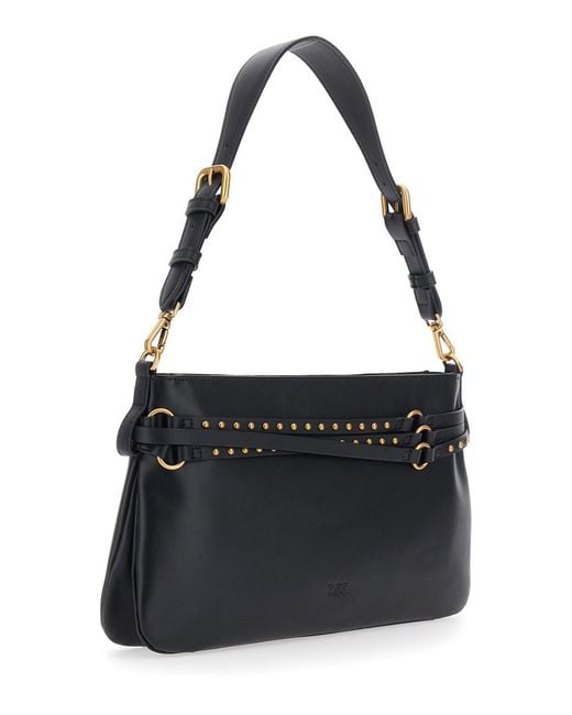 Pinko Black Shoulder Bag 'Logo' With Adjustable And Removable Leather