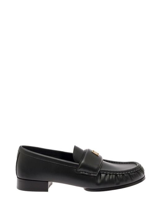 Givenchy Black Loafers With Logo Detail In Smooth Leather