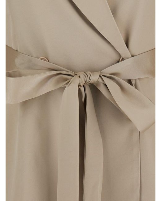 P.A.R.O.S.H. Natural Double-Breasted Jacket With Notched Revers And Front Belt