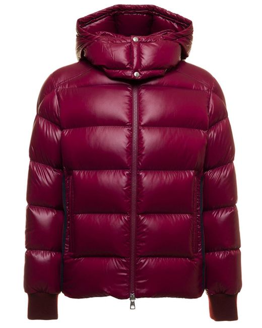 Moncler Red Lunetiere Burgundy Colo Quilted Nylon Down Jacket for men
