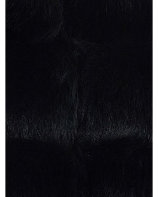 Suprema Black Long Gilet With Fur