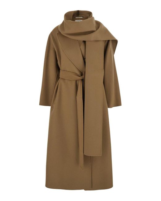 Max Mara Natural 'Cuore' Coat With Wide Revers