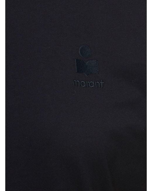 Isabel Marant Black Crewneck T-Shirt With Logo Embroidery