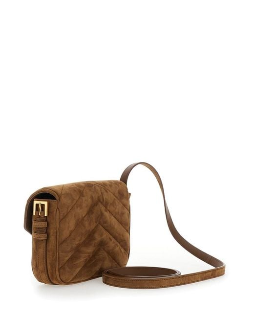 Saint Laurent Brown Ysl Bo Loulou L Strao 7 Suede Satin Calf