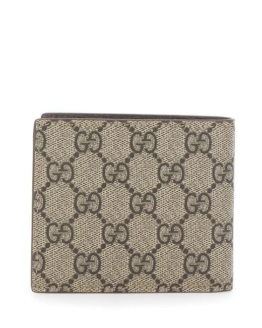 Gucci Gray Bi-Fold Wallet With Double G Logo Plaque On The Front for men