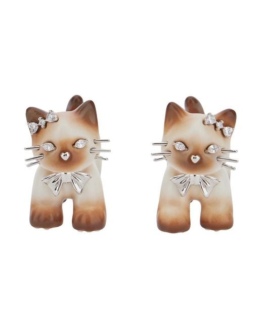 YVMIN Natural Split Kitten Earrings With Metal Details And Glossy Finish, Brow