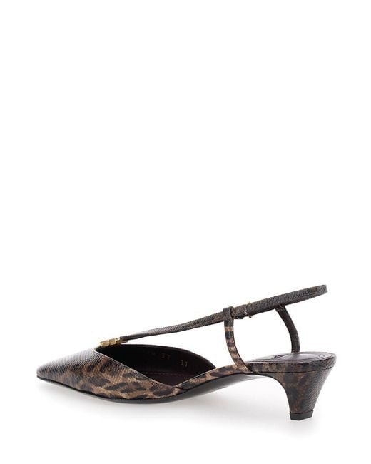 Fendi Multicolor Slingback Pumps With Square Toe And Animalier Motif