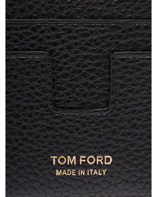 Tom Ford Black T Line Leather Credit Card Case for men