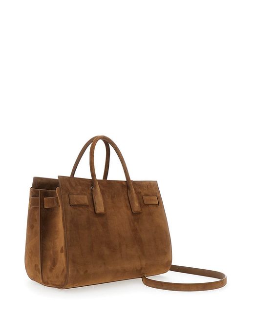 Saint Laurent Brown Handbag With Metallic Details