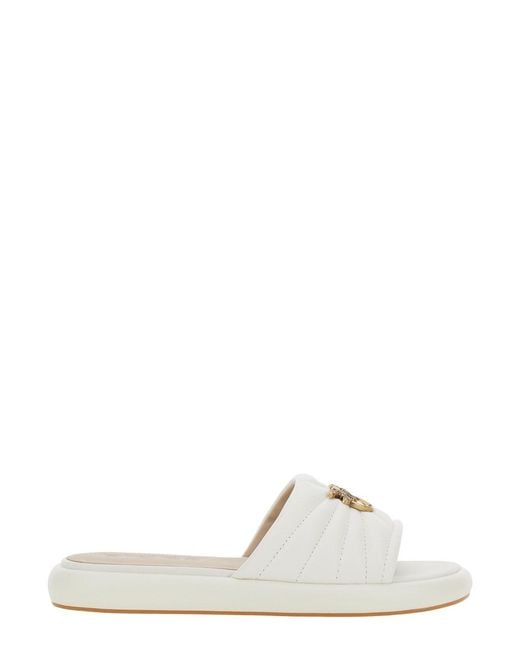 Pinko White Slippers Fiona Chunky Leather