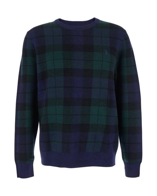 Polo Ralph Lauren Blue Crewneck Sweater With Pony Embroidery for men