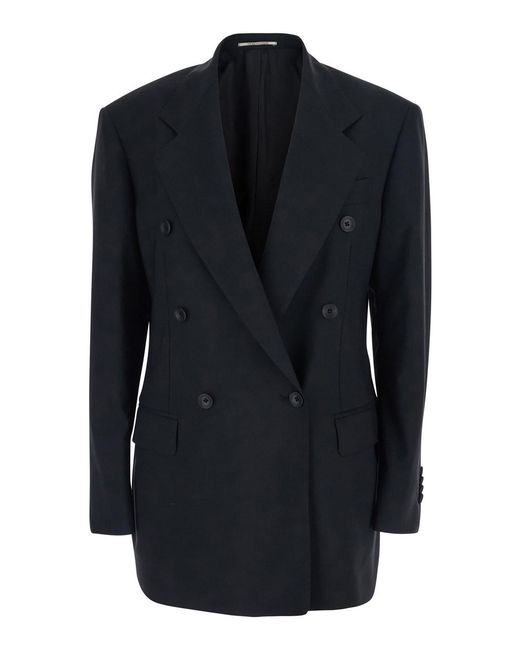 Tagliatore Blue Double Breasted Jacket With Classic Lapels