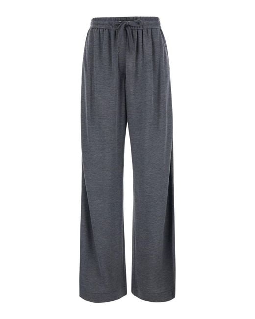 Brunello Cucinelli Gray Pants With Elastic Drawstring Waist And Monil