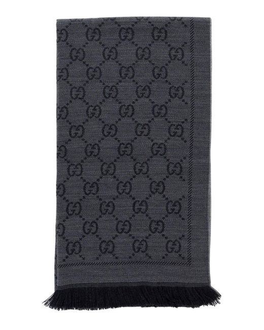 Sciarpa Lavorata A Maglia Con Motivo Gg di Gucci in Blue